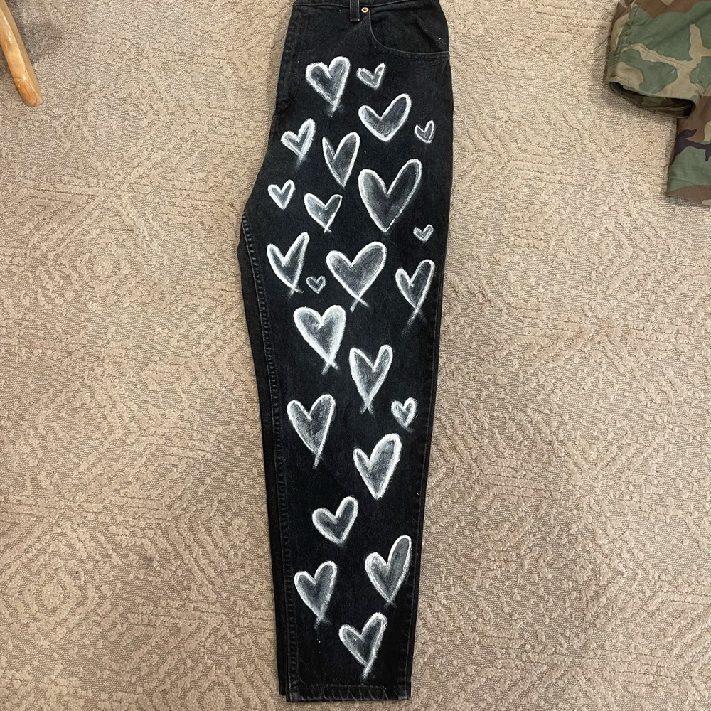 Black Vintage hand painted, size 12 LEVIs - Picture 6 of 6